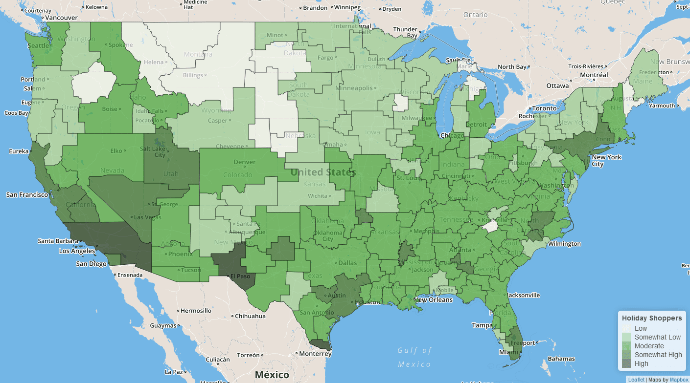 Holiday Shoppers Economic Areas Map